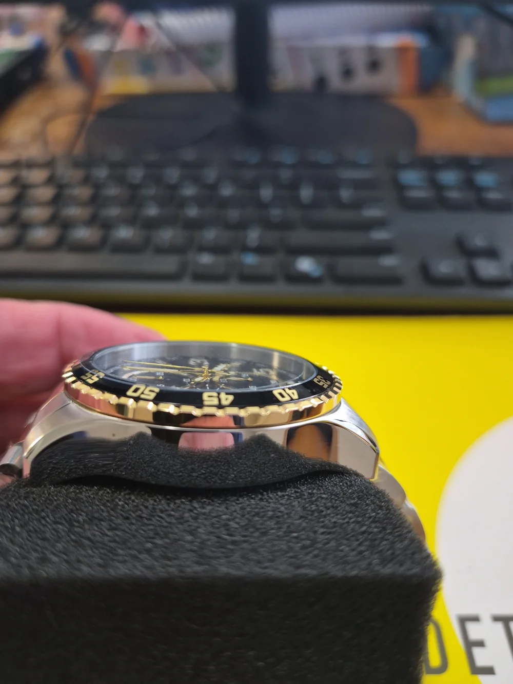 Invicta Men's Gold-Tone Chronograph Watch with Black Dial